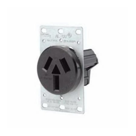 Leviton Straight Blade Receptacle, 10-50R, 50 A, 125/250V AC, 3 Pole, 3 Wire, Flush Mount, Non-Grounded 5206-S10